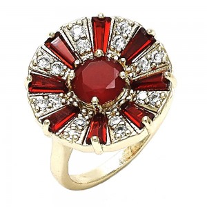 Gold Filled Multi Stone Ring With Cubic Zirconia Golden Tone