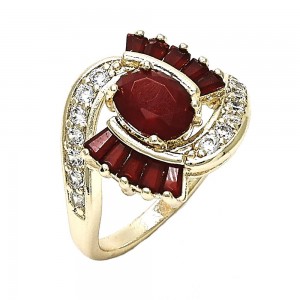 Gold Filled Multi Stone Ring With Cubic Zirconia Golden Tone