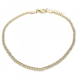Gold Filled Basic Anklet Curb Design Polished Finish Golden Tone