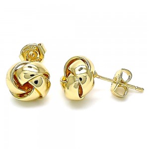 Gold Filled Stud Earring Love Knot Design Polished Finish Golden Tone