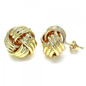Gold Filled Stud Earring Polished Finish Golden Tone Love Knot Design Polished Finish Golden Tone 16.4MM