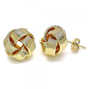 Gold Filled Stud Earrings Polished Finish Golden Tone Love Knot Design Polished Finish Golden Tone