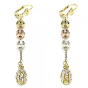 Gold Filled Long Earring Guadalupe Polished Finish Design Tri Tone Polished Finish Tri Tone