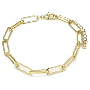 Gold Filled Basic Bracelet Paperclip Design Polished Finish Golden Tone