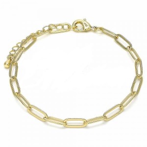 Gold Filled Basic Bracelet Paperclip Design Polished Finish Golden Tone