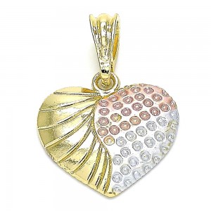 Gold Filled Fancy Pendant Heart Design Polished Finish Tri Tone