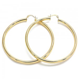 Gold Filled 70mm Extra Large Hoop Earrings Polished Finish Golden Tone