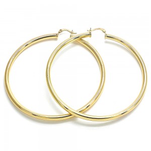 Gold Layered 2x80mm Extra Large Hoop Polished Finish Golden Tone
