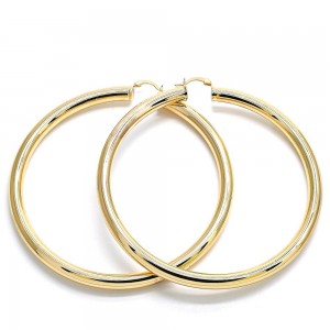 Gold Filled Extra Large Hoop 6X90mm Hollow Design Polished Finish Golden Tone