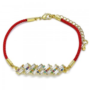 Gold Filled Fancy Bracelet With White Micro Pave Polished Finish Golden Tone
