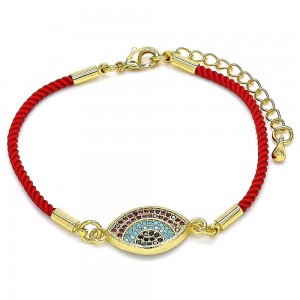 Gold Filled Fancy Bracelet With Multicolor Micro Pave Polished Finish Golden Tone