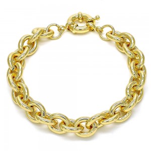 Gold Filled Basic Bracelet Rolo Design Polished Finish Golden Tone