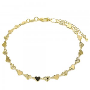 Gold Filled Fancy Anklet Heart Design Polished Finish Golden Tone