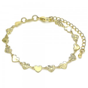 Gold Filled Fancy Bracelet Heart Design Polished Finish Golden Tone