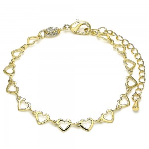 Gold Filled Fancy Bracelet Heart Design Polished Finish Golden Tone