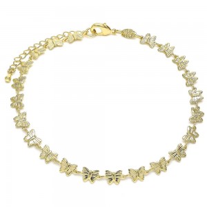 Gold Filled Fancy Anklet Butterfly Design Polished Finish Golden Tone