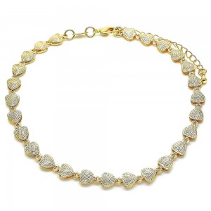 Gold Filled Fancy Anklet Heart Design Polished Finish Golden Tone