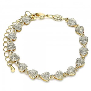 Gold Filled Fancy Bracelet Heart Design Polished Finish Golden Tone