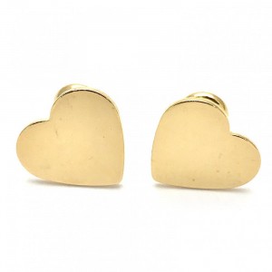 Gold Filled Stud Earring Heart Design Polished Finish Golden Tone