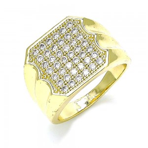 Gold Filled Men's Ring with White Micro Pave Polished Golden Tone