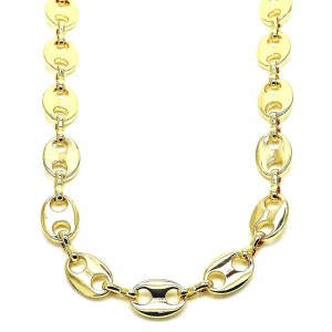 Gold Filled Basic Necklace Puff Mariner Design Polished Finish Golden Tone
