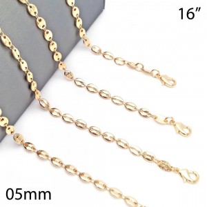 Gold Filled 16" Fancy Necklace Puff Mariner Design Polished Finish Golden Tone
