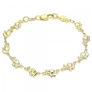 Gold Filled Fancy Bracelet Elephant Design Polished Finish Golden Tone