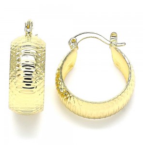 Gold Filled 9x20mm Small Hoop Diamond Cutting Finish Golden Tone