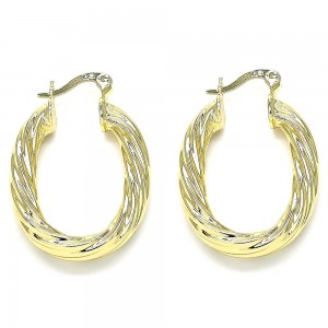 Gold Filled Small Hoop Twist and Hollow Design Polished Finish Golden Tone