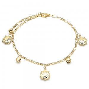 Gold Filled Charm Turtle and Rattle Charm Design Polished Finish Golden Tone