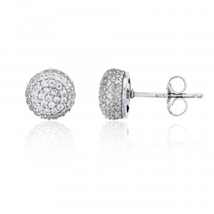 925 Sterling Silver Micropave Ball Stud Earring