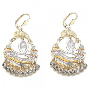 Gold Filled Long Earring With Clear Crystal Golden Tone