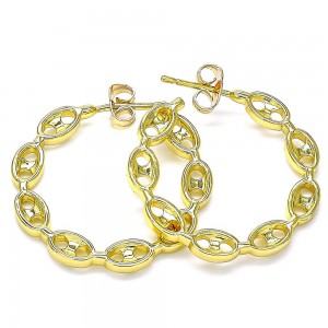Gold Filled Stud Earring Paperclip Design Polished Finish Golden Tone