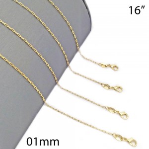 Gold Filled Necklace Paperclip Design Polished Golden Finish 050 Gauge 1 MM Thickness 16 Inches Length