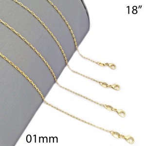 Gold Filled Necklace Paperclip Design Polished Golden Finish 050 Gauge 1 MM Thickness 18 Inches Length