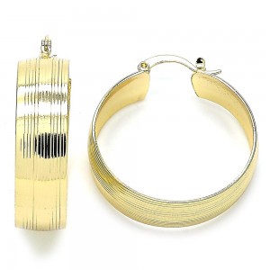 Gold Filled 35mm Medium Hoop Earrings Polished Finish Golden Tone