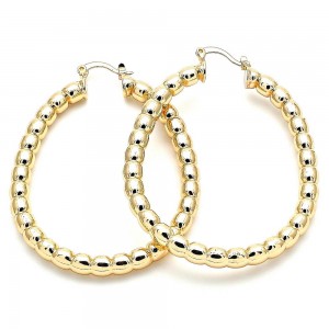 Gold Filled Medium Hoop Hollow Design Polished Finish Golden Tone