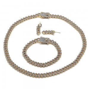 Gold Filled Cuban Link CZ Set Gold Tone