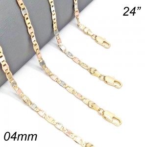 Gold Filled 24" Basic Necklace Mariner Design Diamond Cutting Finish Tri Tone