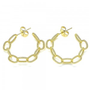 Gold Filled Stud Earring Paperclip Design Polished Finish Golden Tone