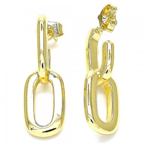 Gold Filled Stud Earring Paperclip Design Polished Finish Golden Tone
