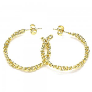 Gold Filled Stud Earring Paperclip Design Polished Finish Golden Tone