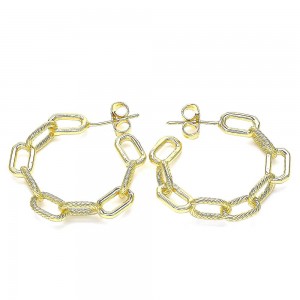 Gold Filled Stud Earring Paperclip Design Polished Finish Golden Tone