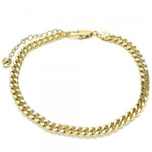 Gold Filled Basic Anklet Cuban Design Polished Finish Golden Tone
