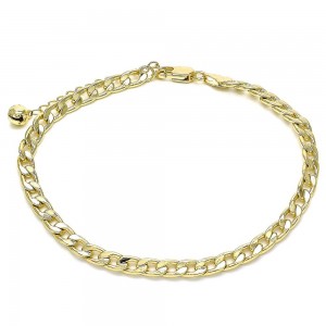 Gold Filled Basic Anklet Pave Cuban Design Polished Finish Golden Tone
