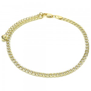 Gold Filled Basic Anklet Pave Cuban Design Polished Finish Golden Tone