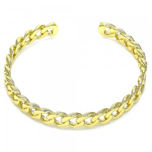 Gold Filled Individual Bangle Miami Cuban Design Polished Finish Golden Tone