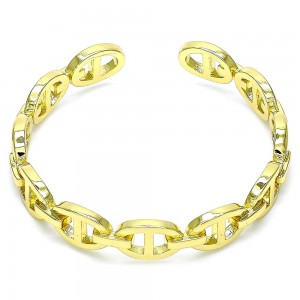 Gold Filled Individual Bangle Puff Mariner Design Polished Finish Golden Tone