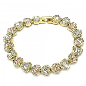 Gold Filled Fancy Bracelet Heart Design Diamond Cutting Finish Tri Tone