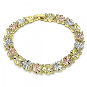 Gold Filled Fancy Bracelet Heart Design Diamond Cutting Finish Tri Tone